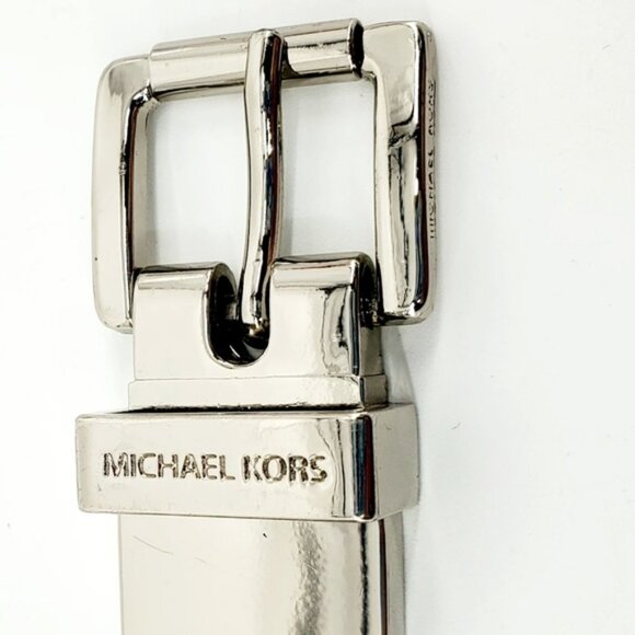 Michael Kors Women's Waist 36" to 39" Black Casual Textured MK Print Belt - Picture 2 of 9